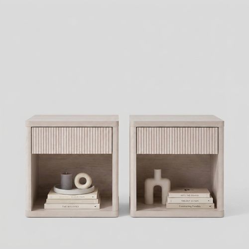 YIORTWO Fluted Nightstand Set of 2