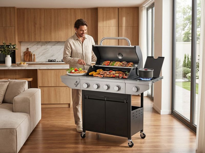 YIORTWO 4-Burner Propane Grill with Side Burner
